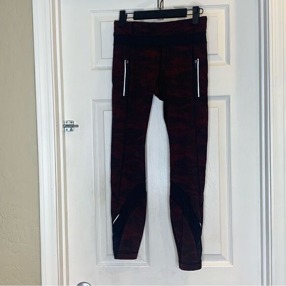 Lululemon Inspire Tight II Power Luxtreme Hazy Days Black Deep Rouge / Black 4 - Picture 1 of 9